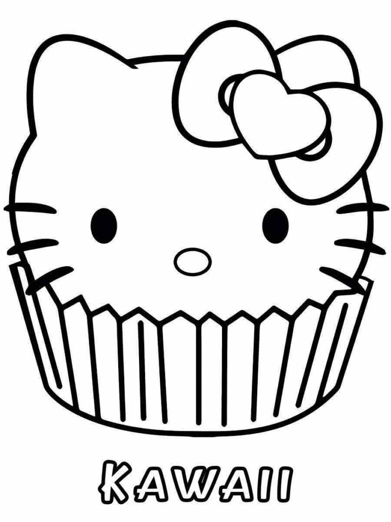 Cupcakes Kawaii divertidos - Bolos de copo - Coloring Pages for Adults