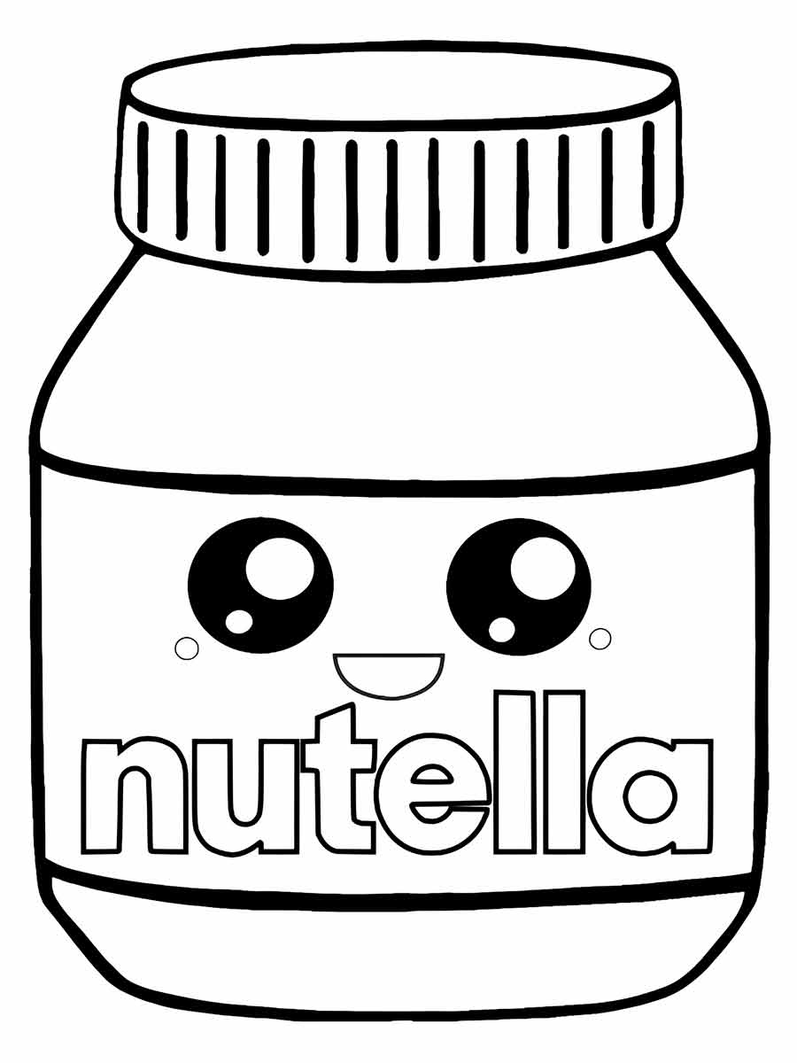 Nutella em Estilo Kawaii para Colorir