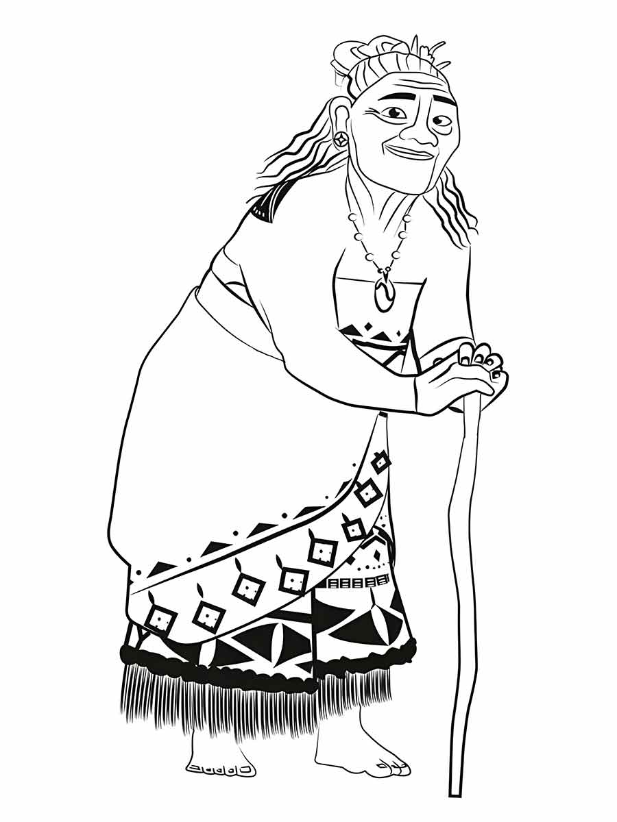 Desenho para colorir de Tala a avó de Moana.