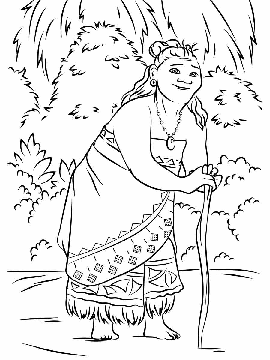 Desenho de de Tala para colorir, a avó de Moana.