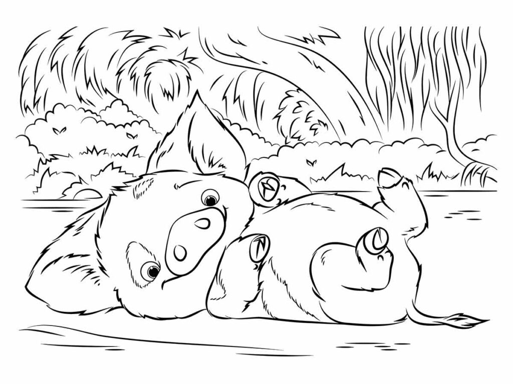 Desenhos para Pintar e colorir de Pua, o porco de Moana.