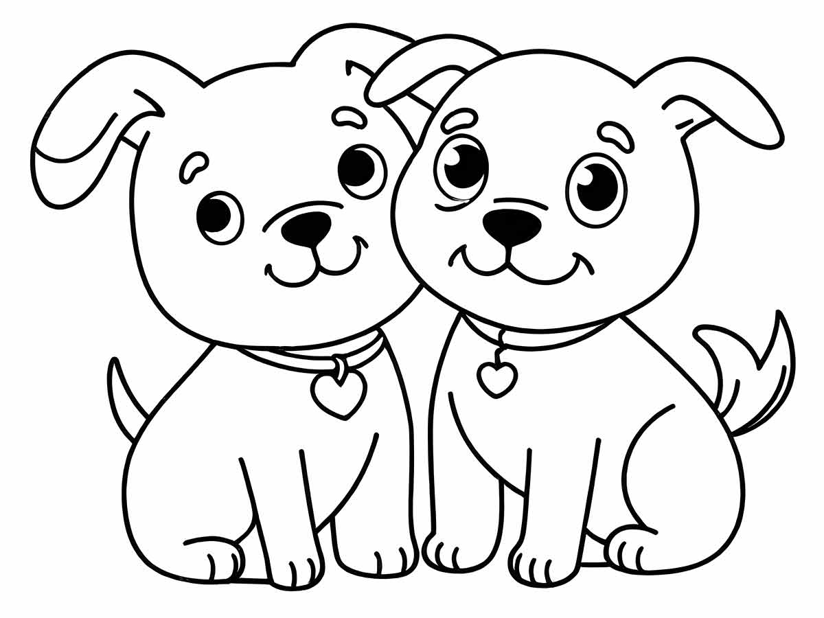 2 Cachorros para colorir