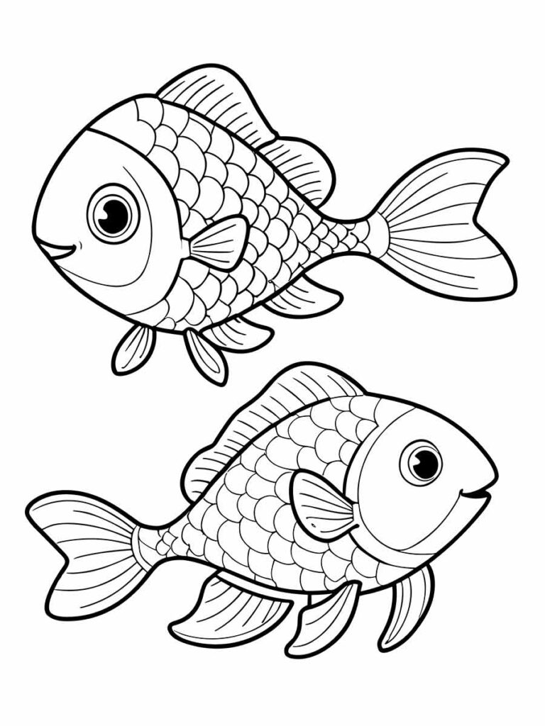 desenho de peixes para pintar e imprimir