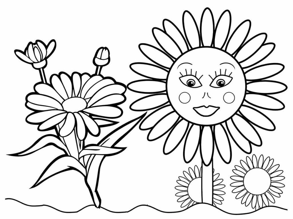 Desenhos flores para colorir e pintar