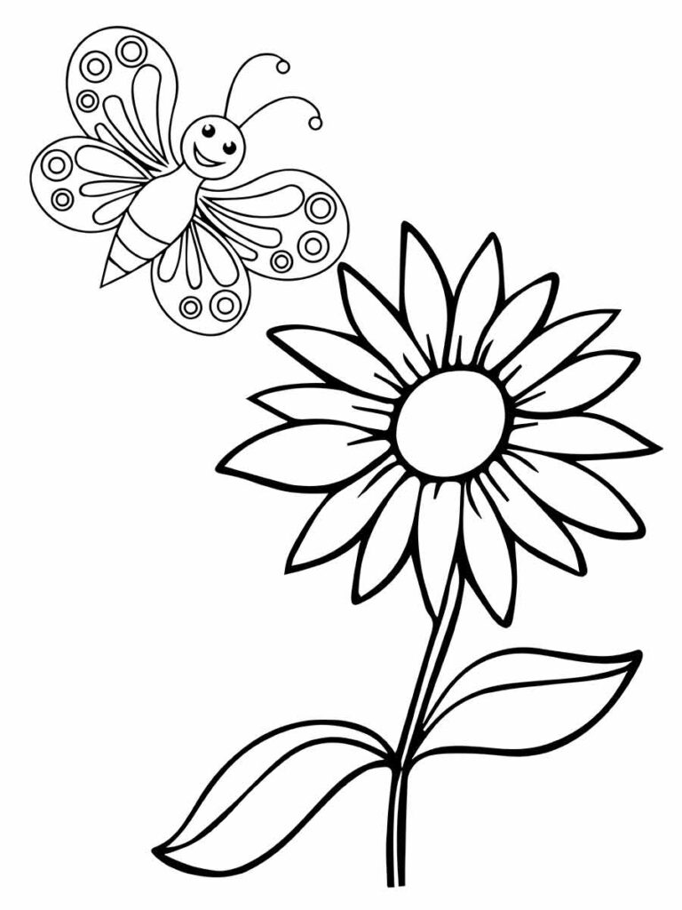 Desenho Educativo de flores para colorir