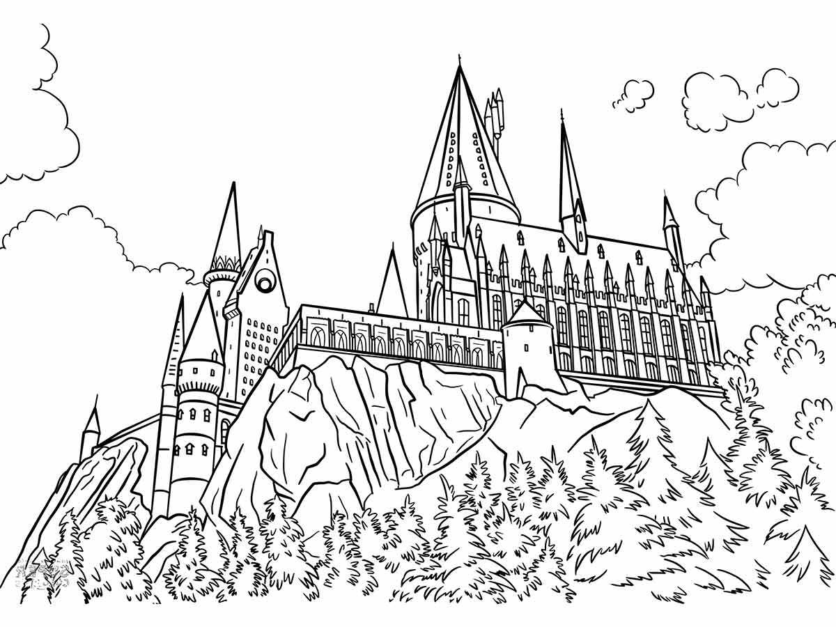 Desenho para pintar castelo do Harry Potter