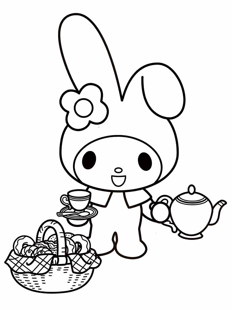 hello kit kawaii para colorir