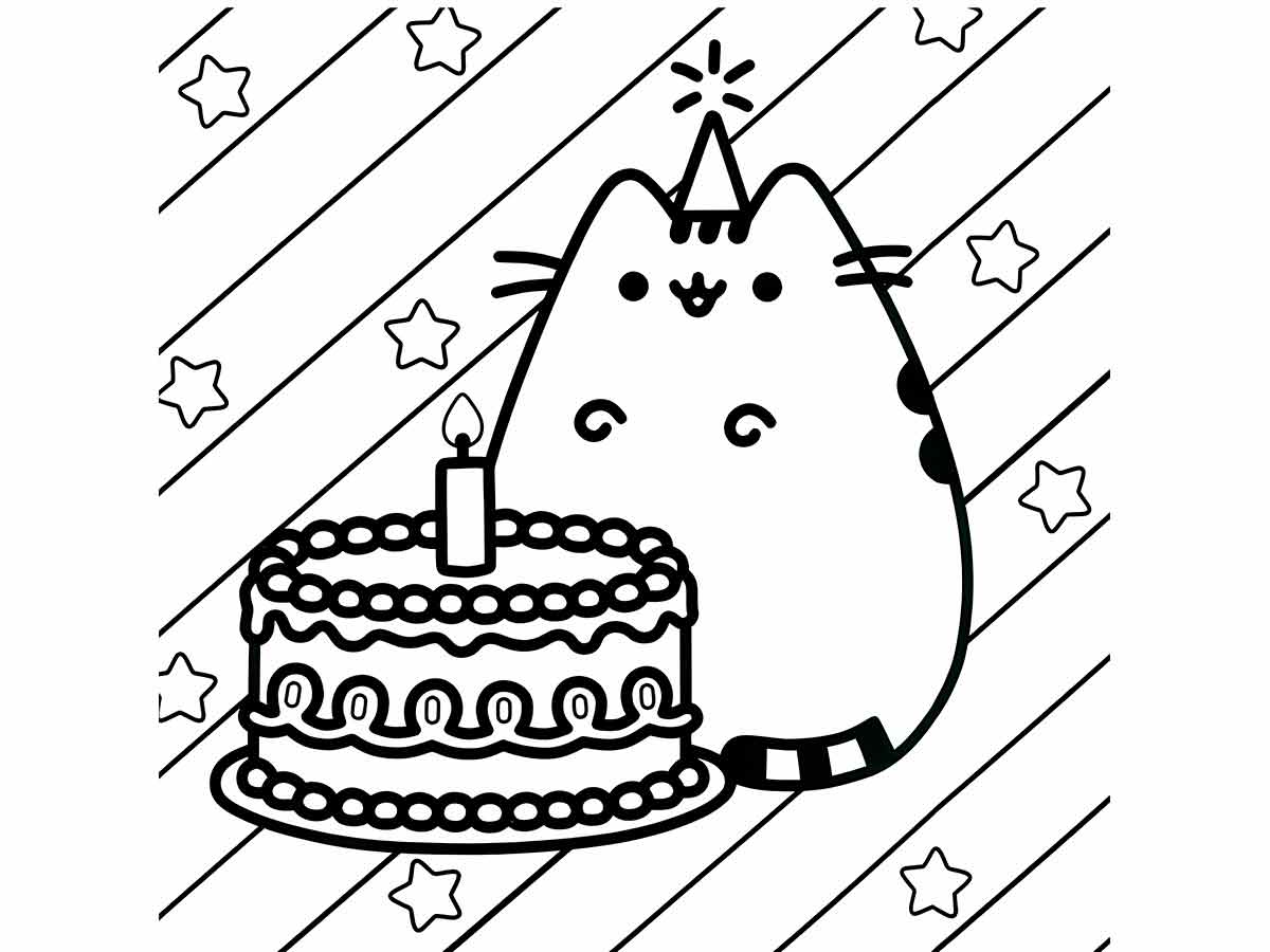 Desenhos aniversário Kawaii para colorir