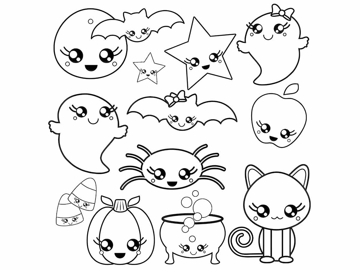 Desenhos Kawaii para colorir- Elementos