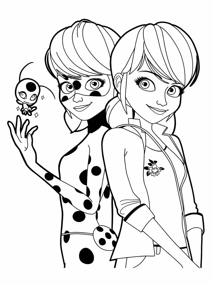 ladybug e marinette para colorir