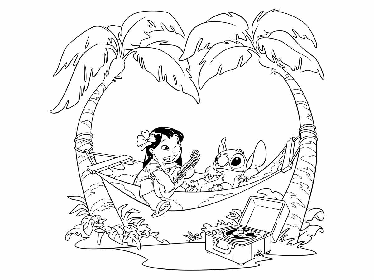 lilo stitch para colorir Difícil