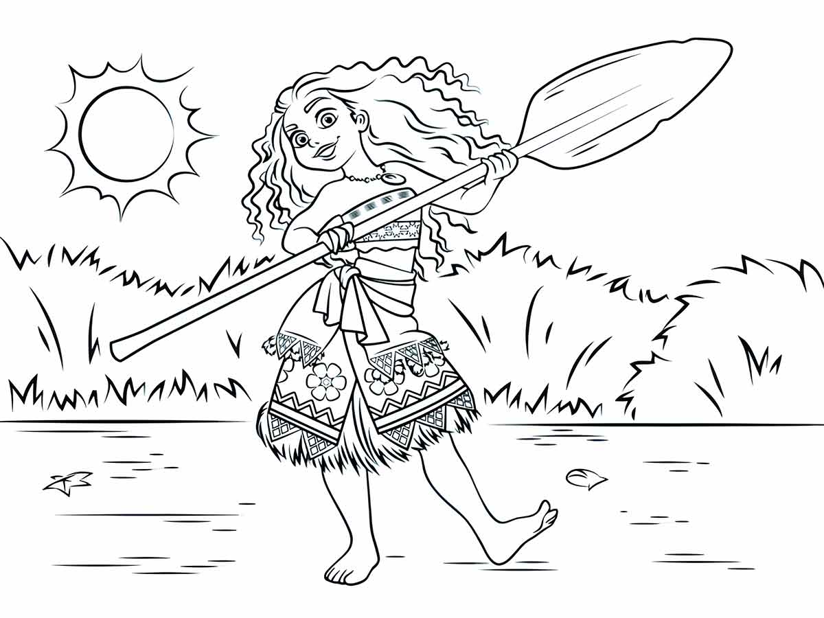 Desenho de Moana para imprimir e colorir