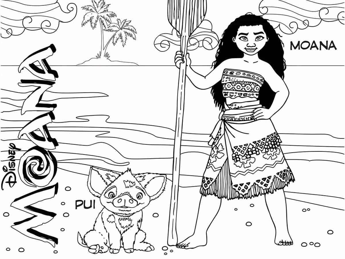 Moana para colorir Difícil