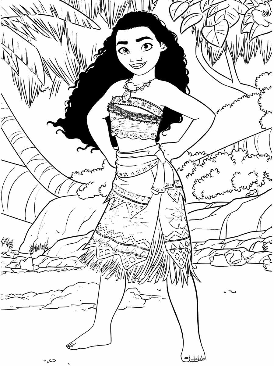 Desenho do Moana para pintar e colorir