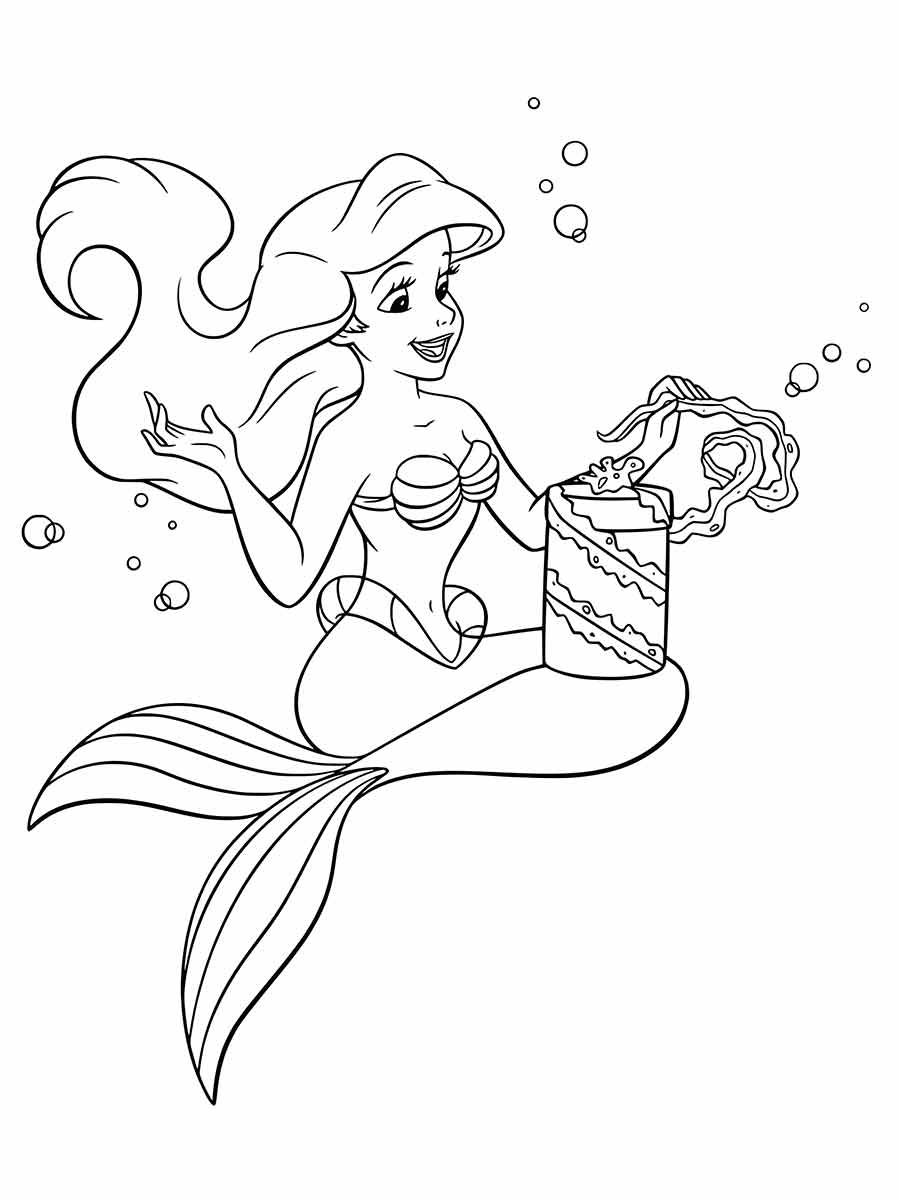 Desenho da Ariel, a princesa que é uma das protagonistas da saga A Pequena Sereia, para colorir e se apaixonar...