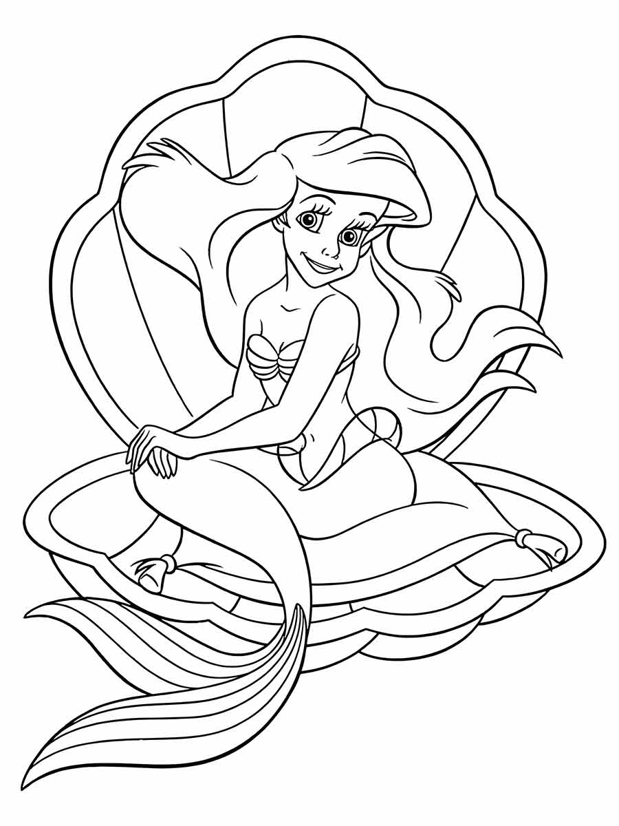 desenho para colorir de Ariel, a sereia que é uma das personagens mais divertidas e animadas da Disney...