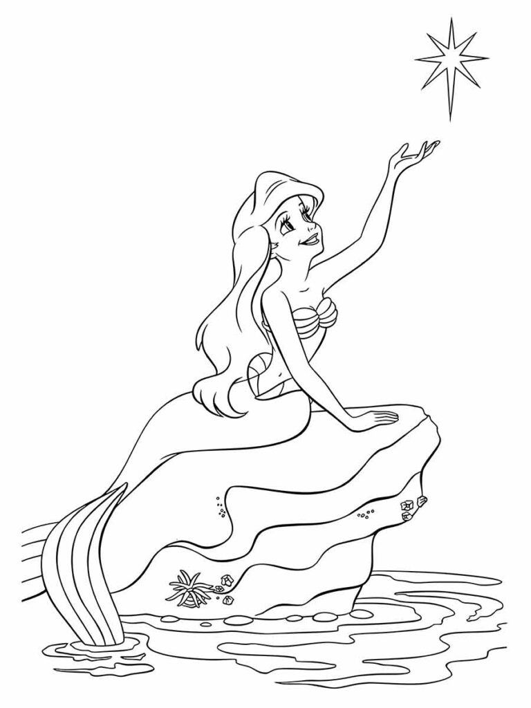 Desenho de Ariel para Relaxar Pintando