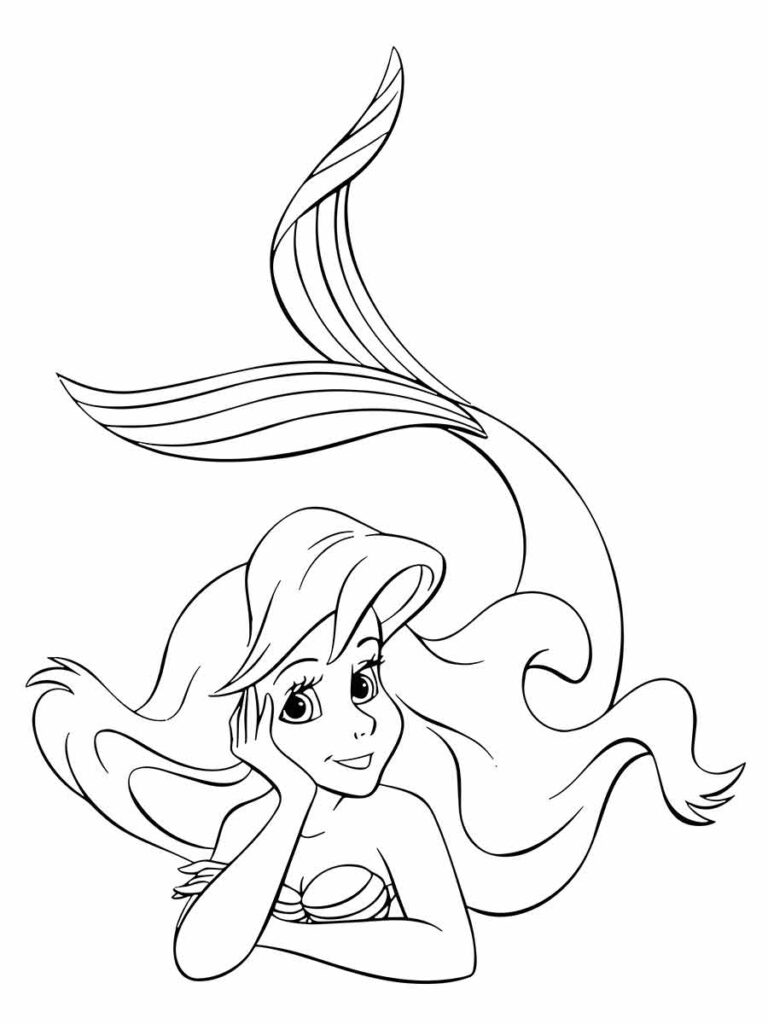 Desenhos para colorir da Ariel, a pequena sereia do filme da Disney...