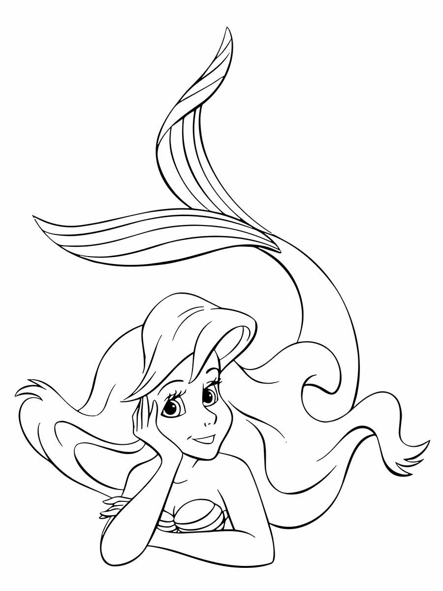 Desenhos para colorir da Ariel, a pequena sereia do filme da Disney...