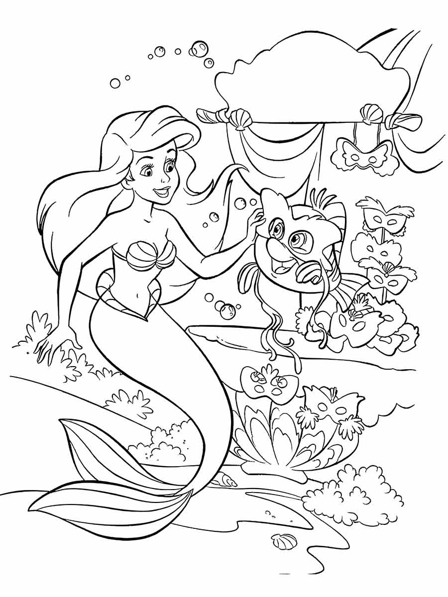 princesa ariel para pintar e colorir