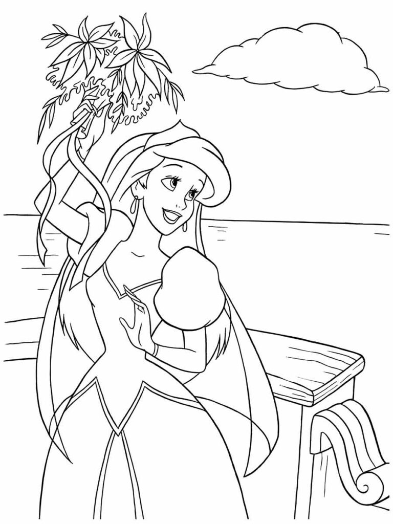 Uma imagem da Ariel para colorir, a sereia que é uma das personagens mais carismáticas e corajosas da Disney...