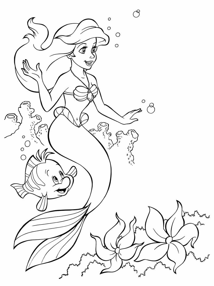 Ariel sereia para colorir