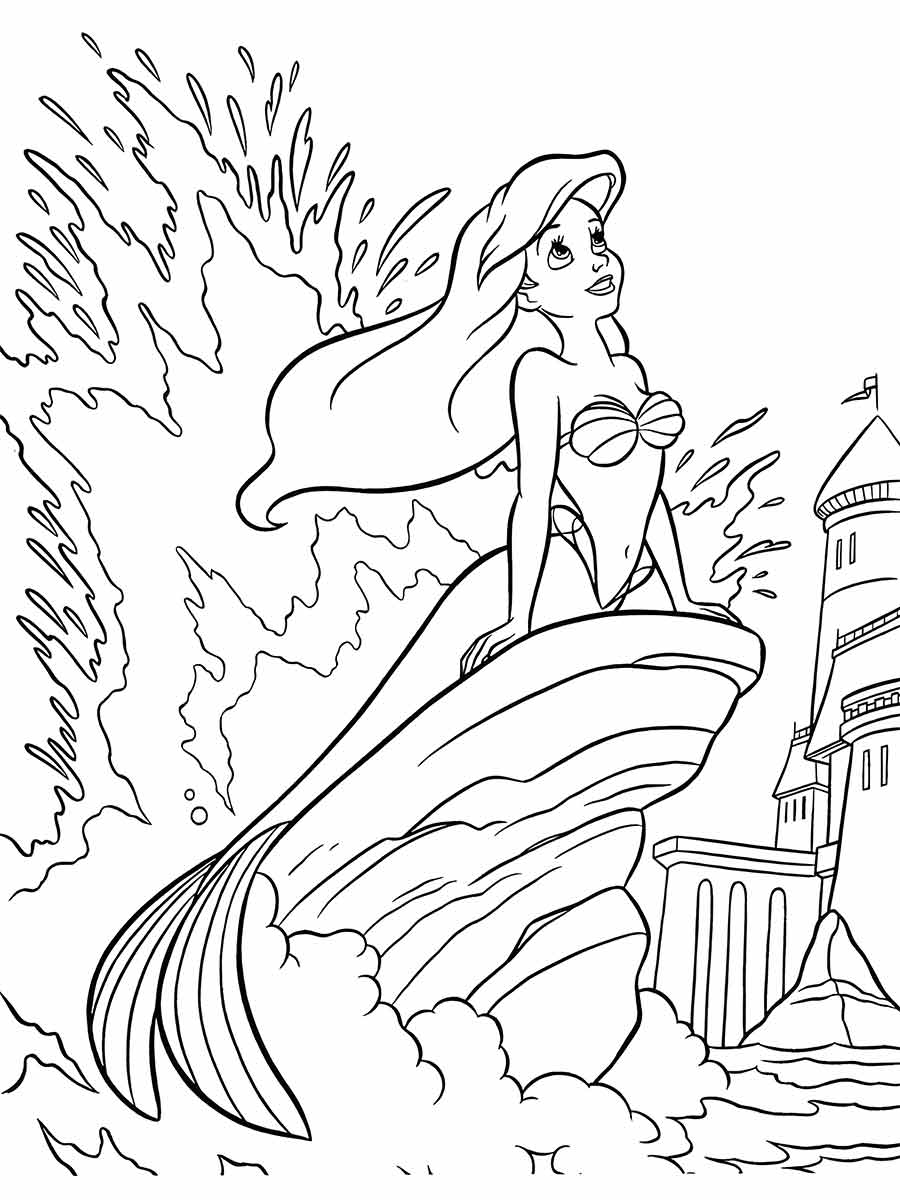 desenho para colorir ariel