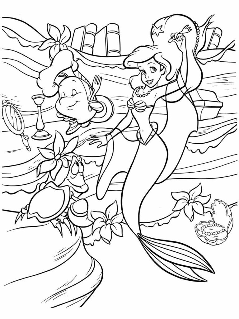 Vários desenhos para colorir da Ariel, a pequena sereia que é uma das princesas da Disney, para colorir e se divertir...