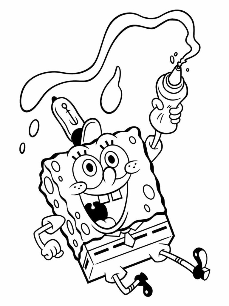 Bob Esponja para colorir com uma bisnaga