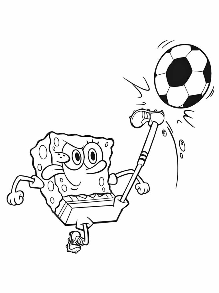 Bob Esponja jogando bola para colorir