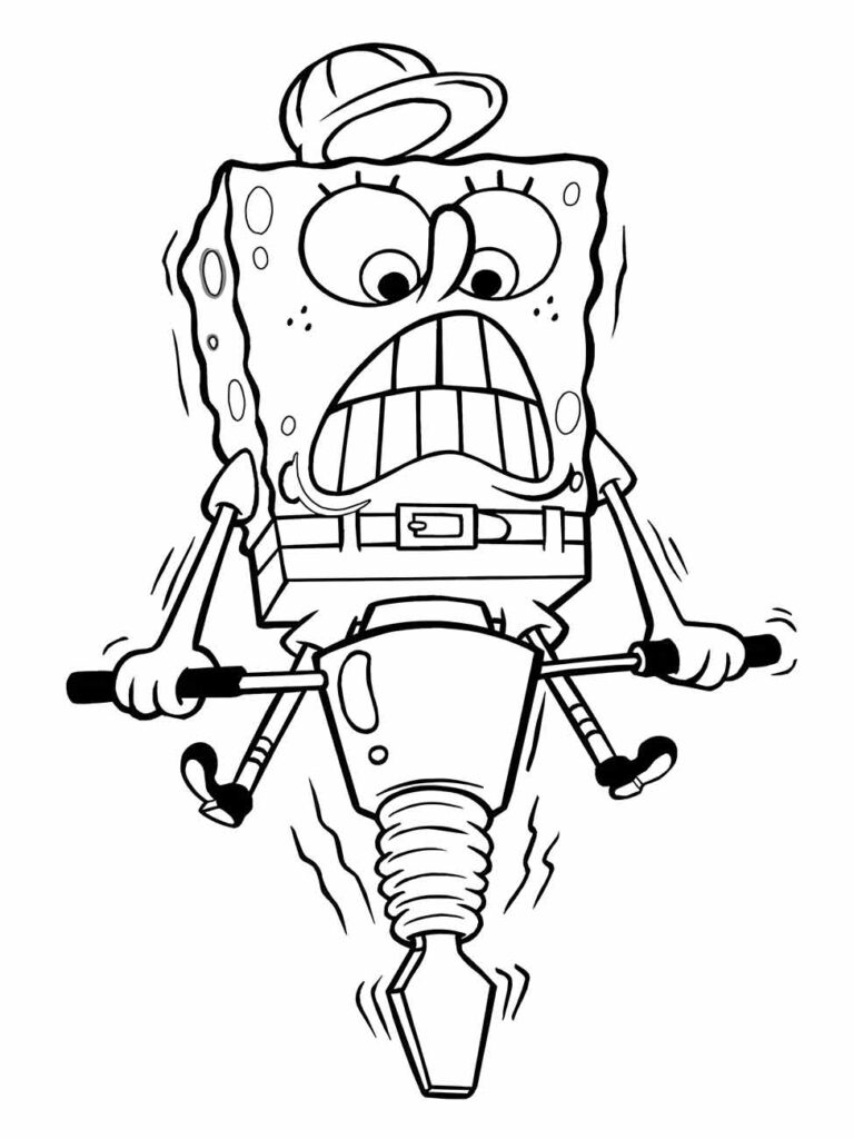 Bob Esponja para colorir trabalhando