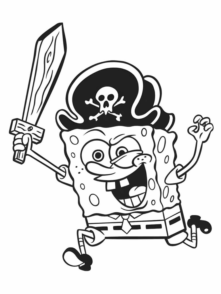 Bob Esponja para colorir com sua espada