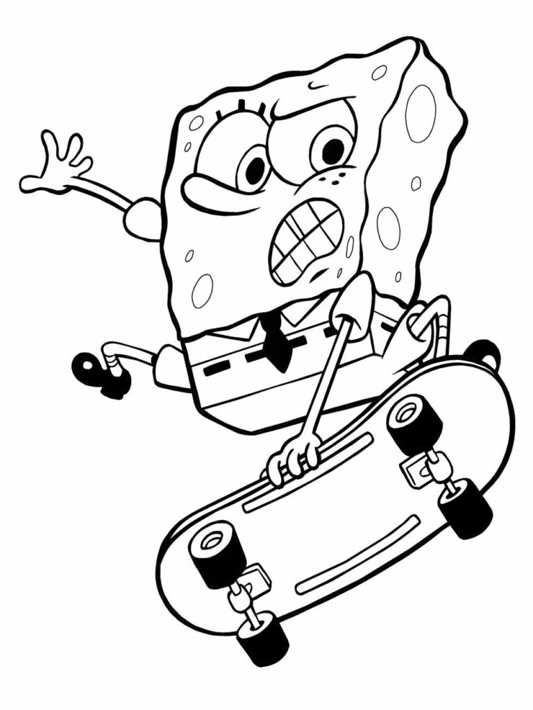 Bob Esponja de skate para colorir