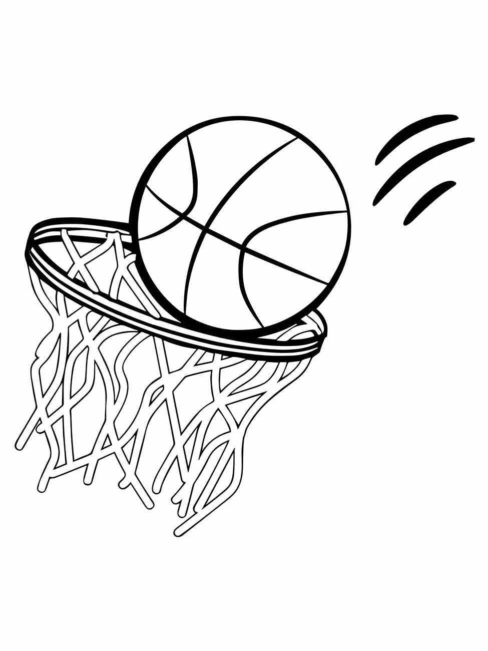 Bola de basquete e cesta para colorir - Imprimir Desenhos