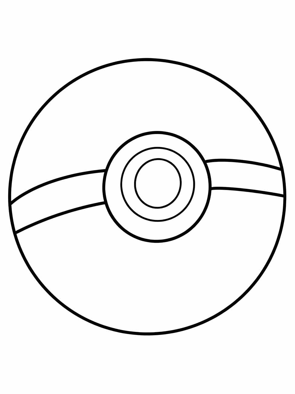 Desenho para colorir de uma Pokébola que é um dispositivo esférico usado para capturar e armazenar Pokémon.