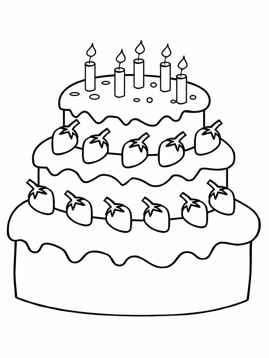 Desenhos para colorir de desenho de um bolo de aniversário para colorir  