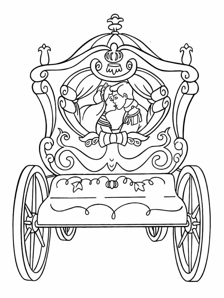 Desenho da carruagem da Cinderela para colorir.