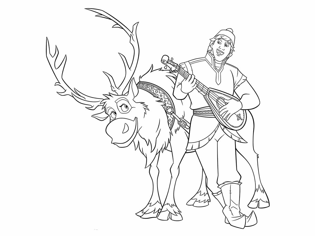 Kristoff e Sven para colorir