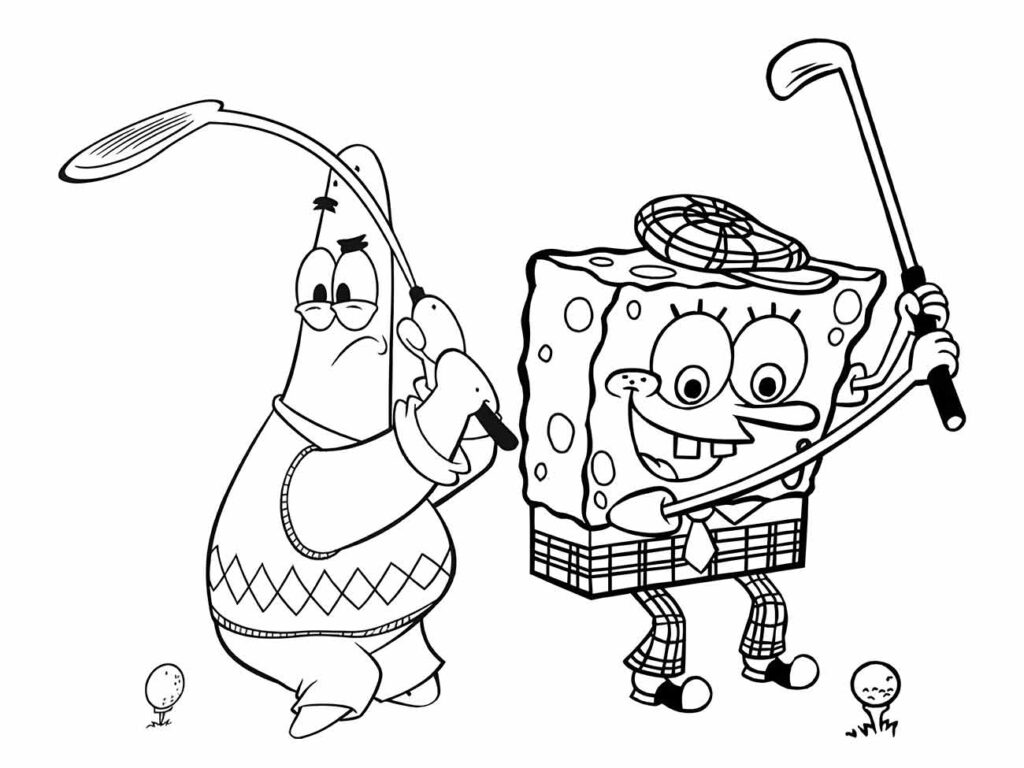 Bob Esponja com Patrick para colorir