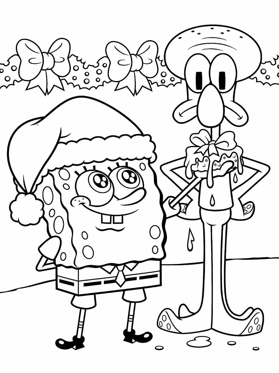 Bob Esponja e Lula Molusco para colorir