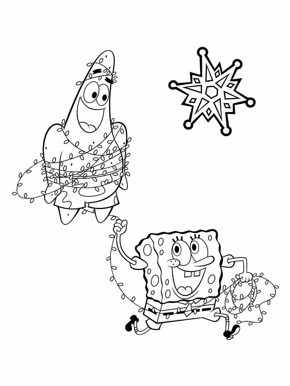 Bob Esponja e Patrick para colorir no Natal