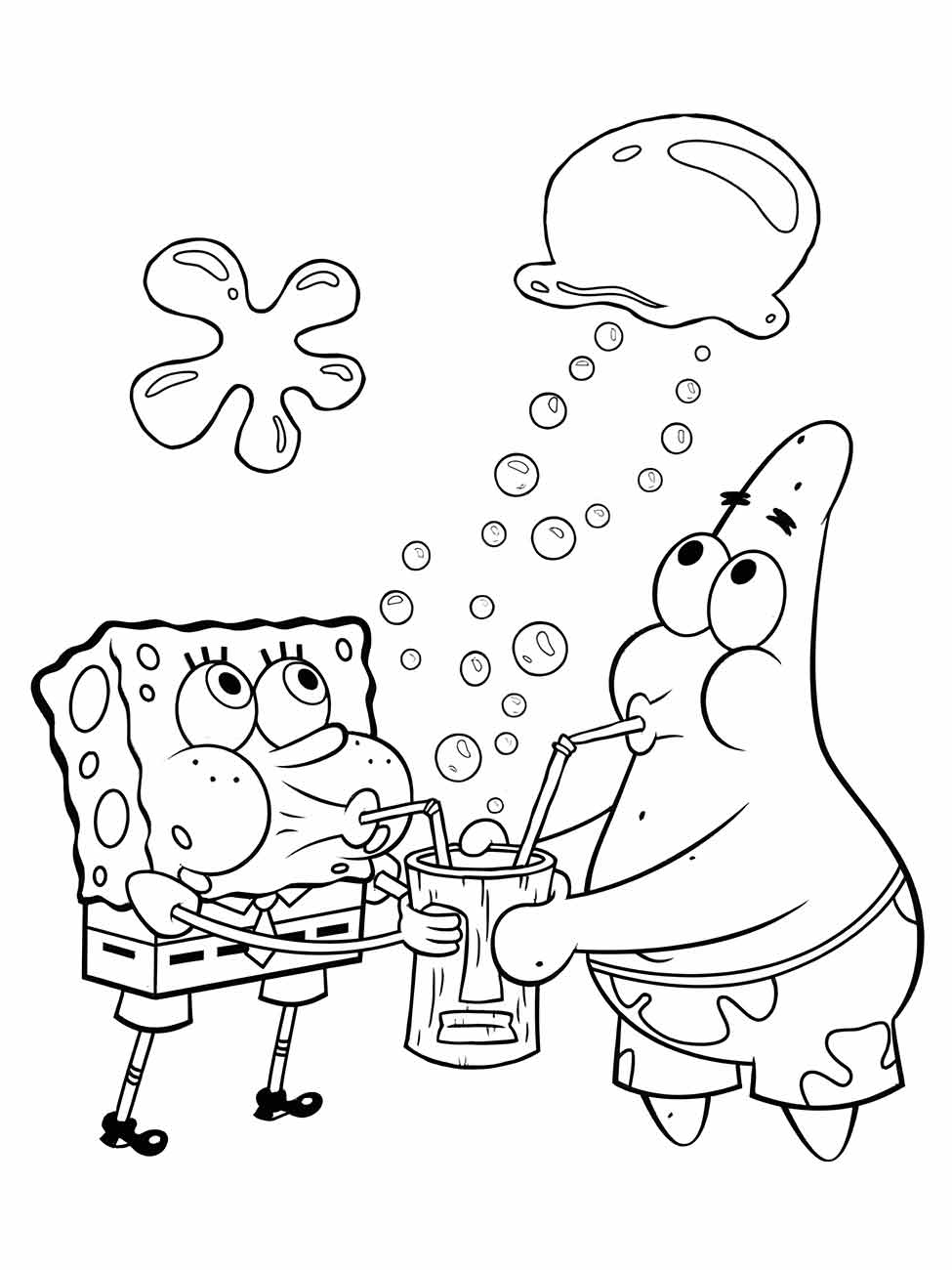 Patrick e Bob Esponja para colorir