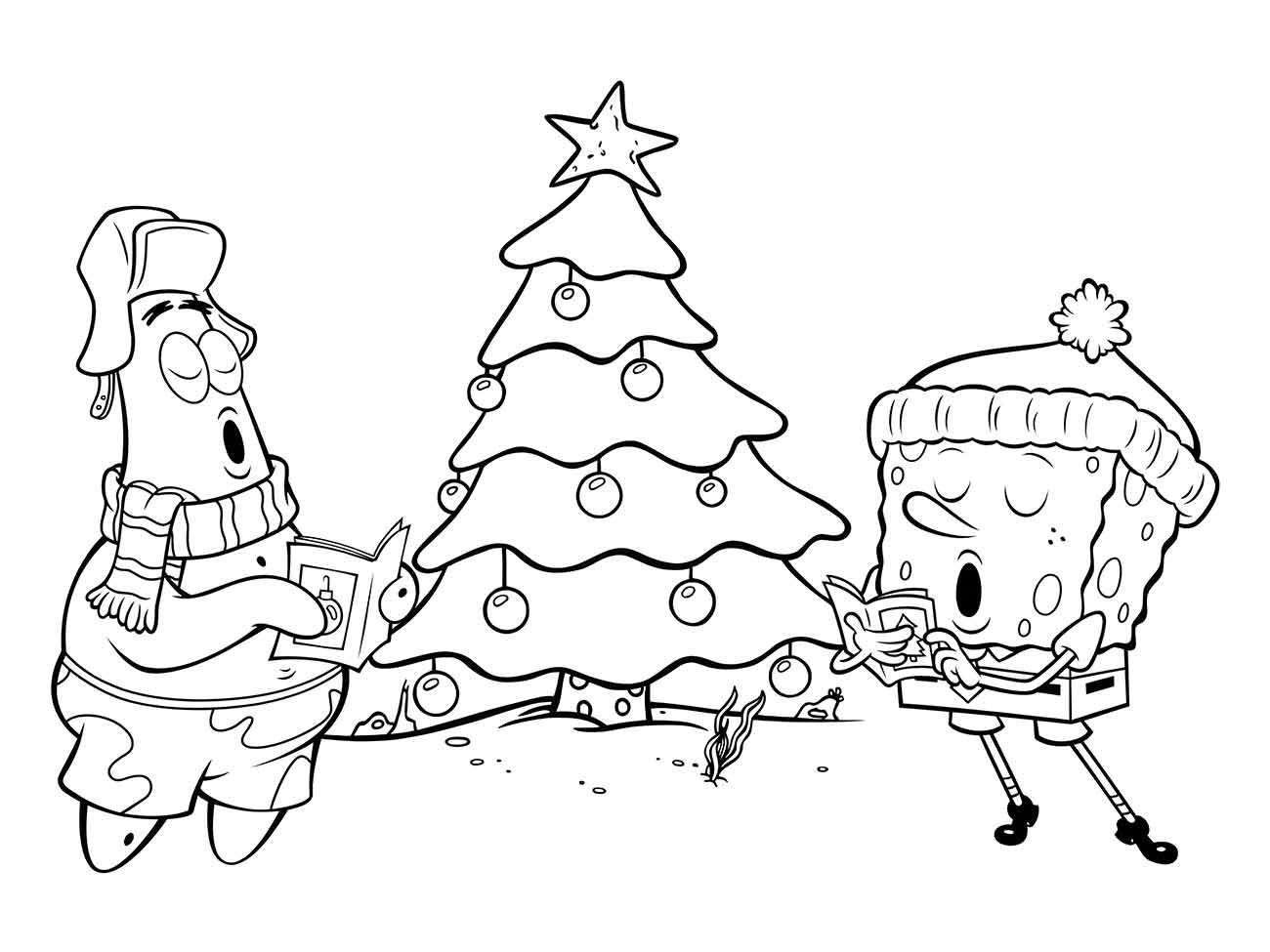 Bob Esponja e Patrick no Natal para colorir