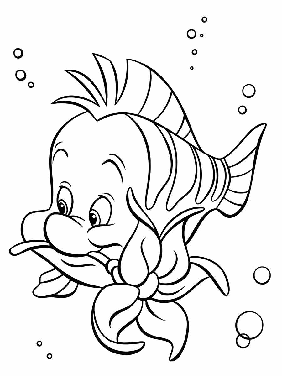 Desenho para colorir do Linguado da pequena sereia