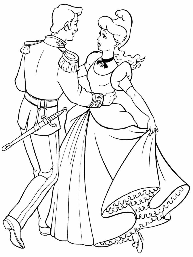 Desenhos para colorir Princesa Cinderela dançando