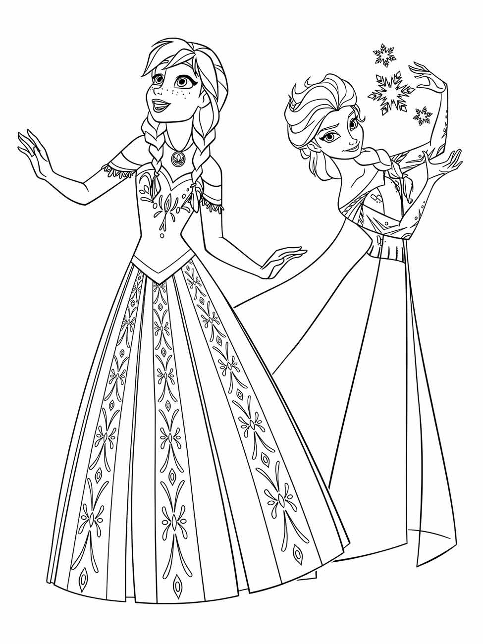 Desenho da Frozen Elsa e Anna para Colorir