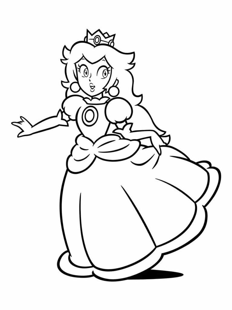 Desenhos para colorir da Princesa Peach para impressão e grátis