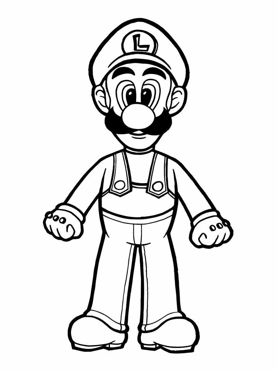 Desenho para colorir de Luigi do jogo de nitendo Super Mario Bros