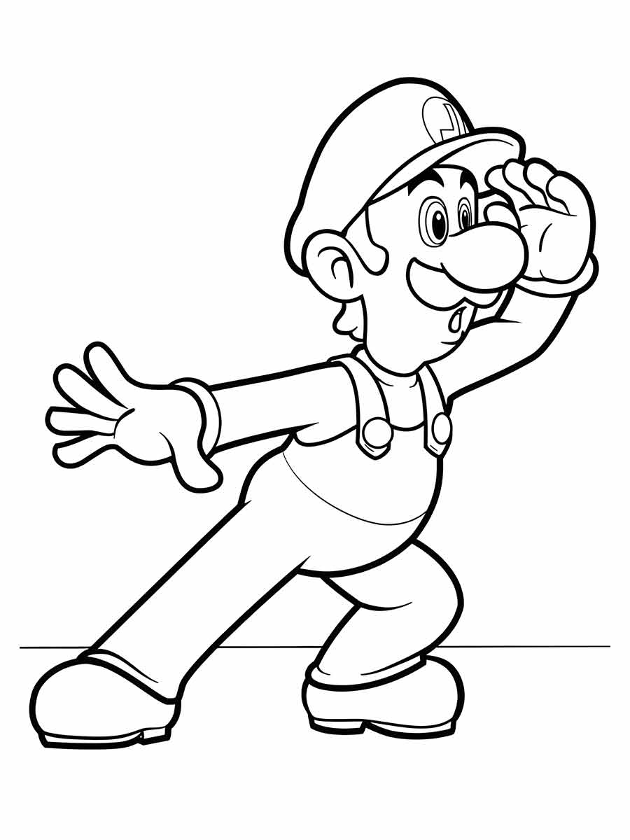 Desenho de Luigi para pintar e colorir