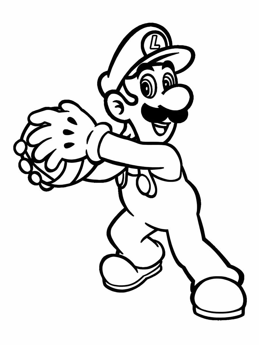 Desenho para imprimir pintar e colorir de Luigi, personagem do jogo Super Mario Bros.